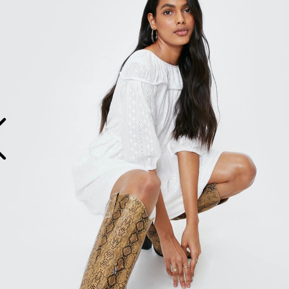 🥂🥂🥂SOLD 🥂🥂🥂 Brodierie Tie Back Mini Smock Dress